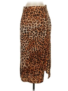 Zara Leopard-Print Midi Skirt in Black & Brown